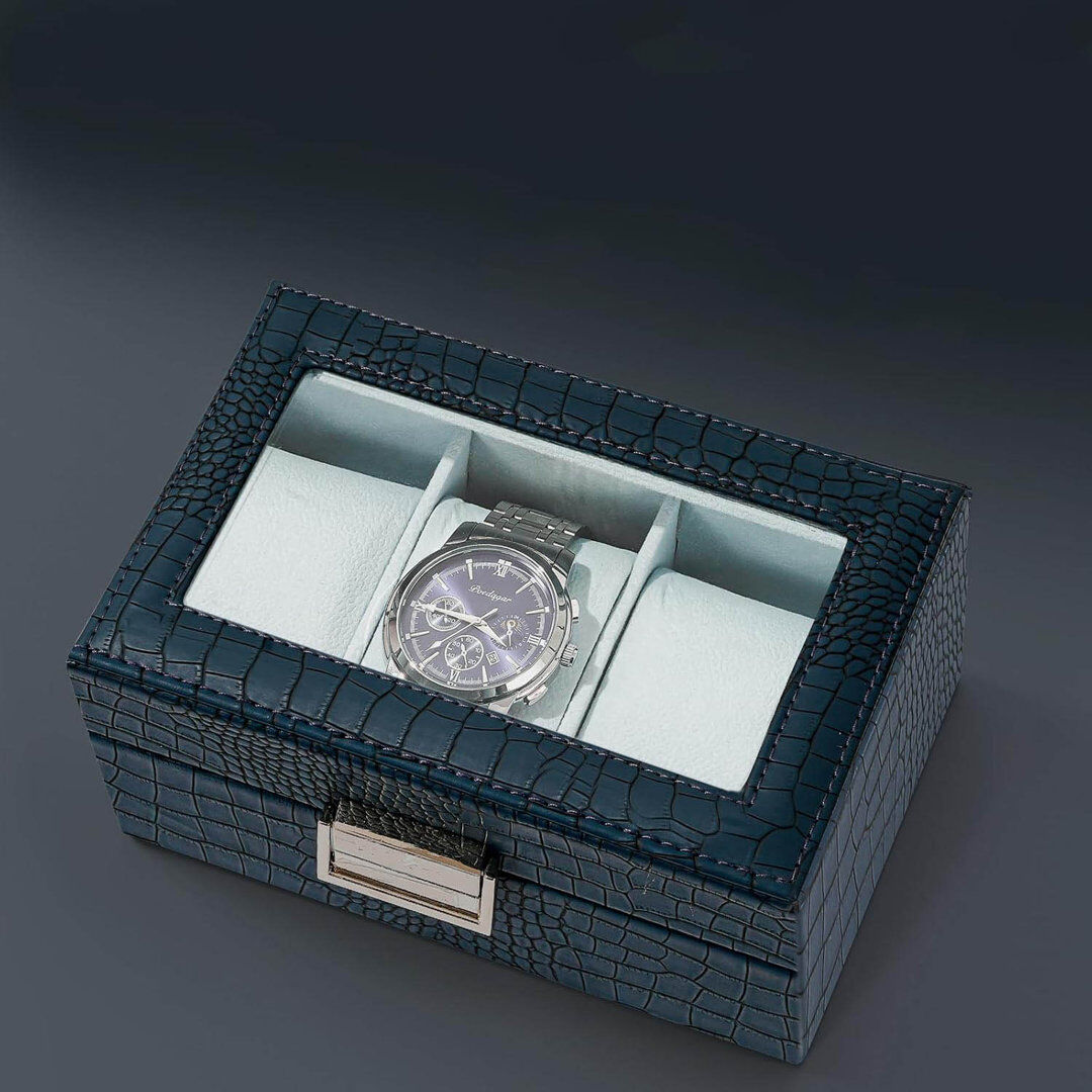 Ebern Designs Watch Box Cobalt Blue 8cm H X 17cm W X 11cm D