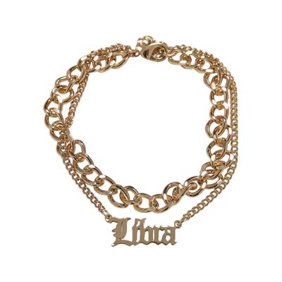 Fußkette URBAN CLASSICS "Urban Classics Unisex Zodiac Golden Anklet" Gr. L, gold (libra), Halsketten, Damen, L/XL, Edelstahl Metall, Edelstahl, Metall