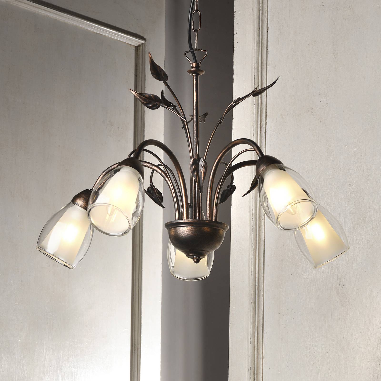Hängelampe Liliana ONLI, dimmbar, bronze / altmessing, für Wohn- / Esszimmer, Metall, Florentiner, Pendelleuchte