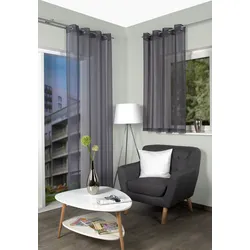 Gardine HOME WOHNIDEEN "DOLLY", grau, B:140cm H:145cm, Voile, Polyester, Gardinen, Gardine, transparent