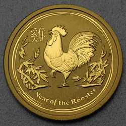 Goldmünze 1/4oz "Hahn" 2017 Lunar II – Year of the Rooster (Australien)
