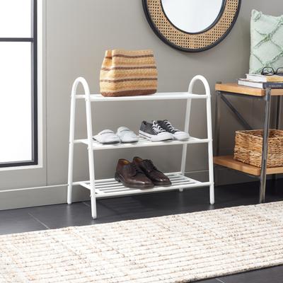 "SAFAVIEH Mira 23.6-Inch Iron Shoe Rack, White, Modern Home Decor - 25"" W x 12"" D x 24"" H"