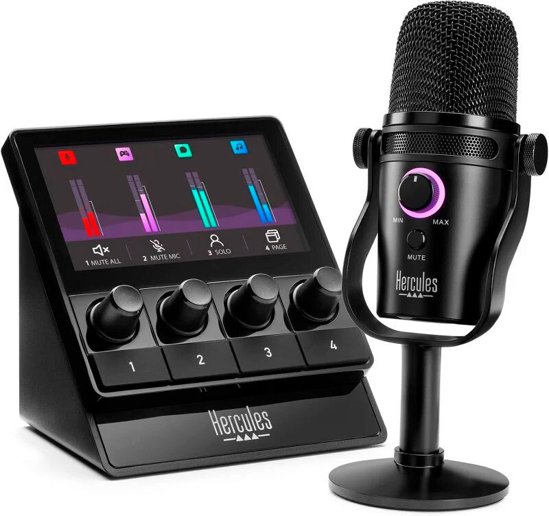 Hercules DJ Stream Starter Kit Microfone e Controlador para Streaming