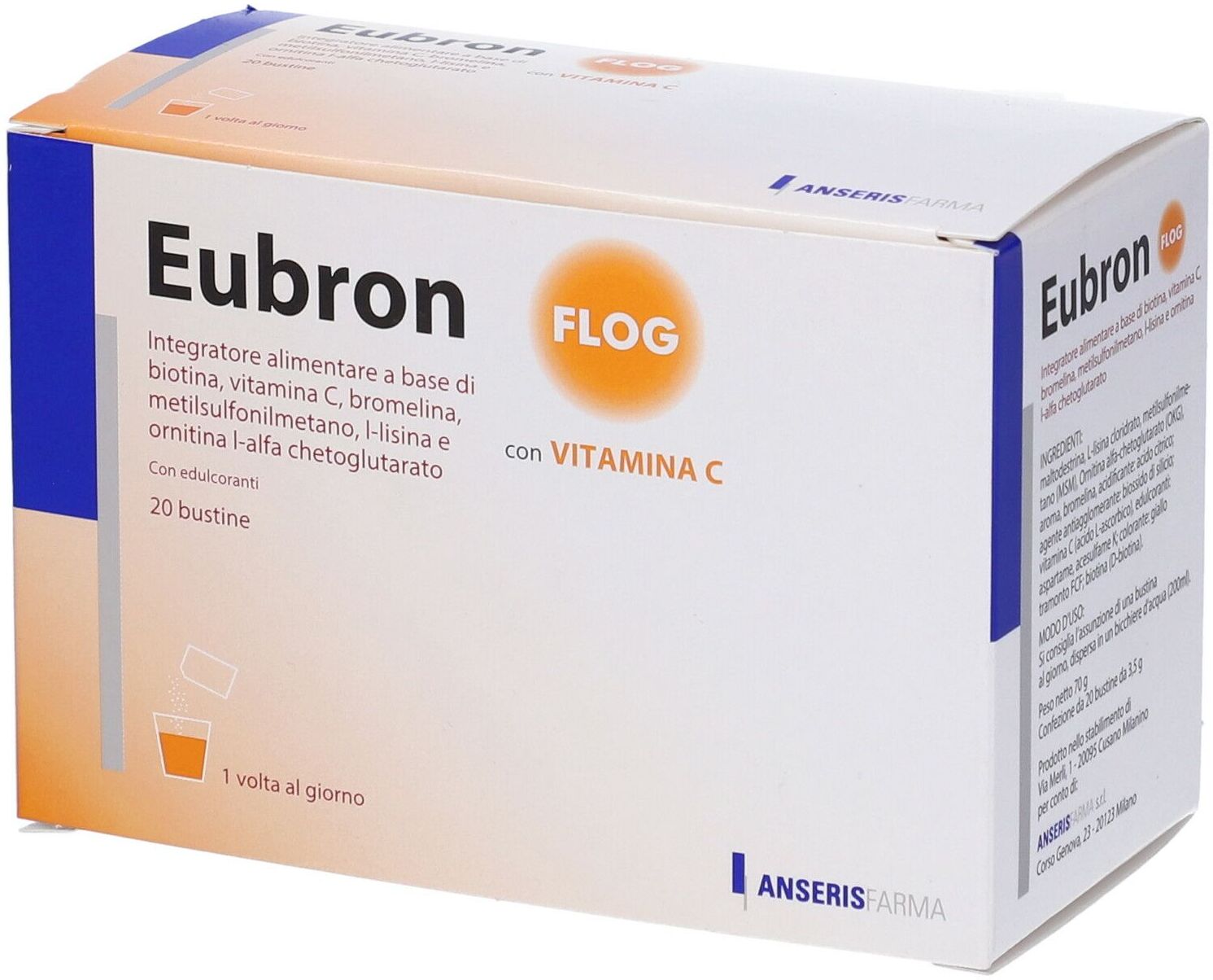 ANSERIS FARMA Srl Eubron Flog Integratore con Vitamina C, Bromelina e MSM, 20 bustine