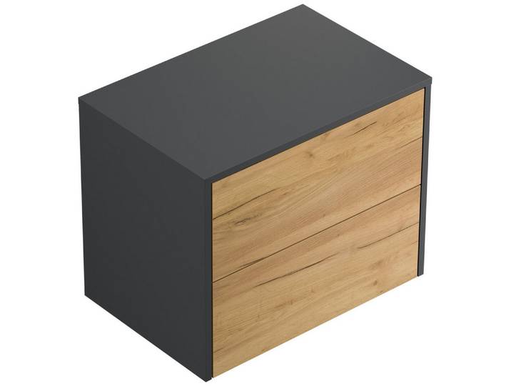 Magnolia Home Nachttisch Design Nachttisch Concepto L 60cm hängend, 2 Pushauszüge Grafit Eiche