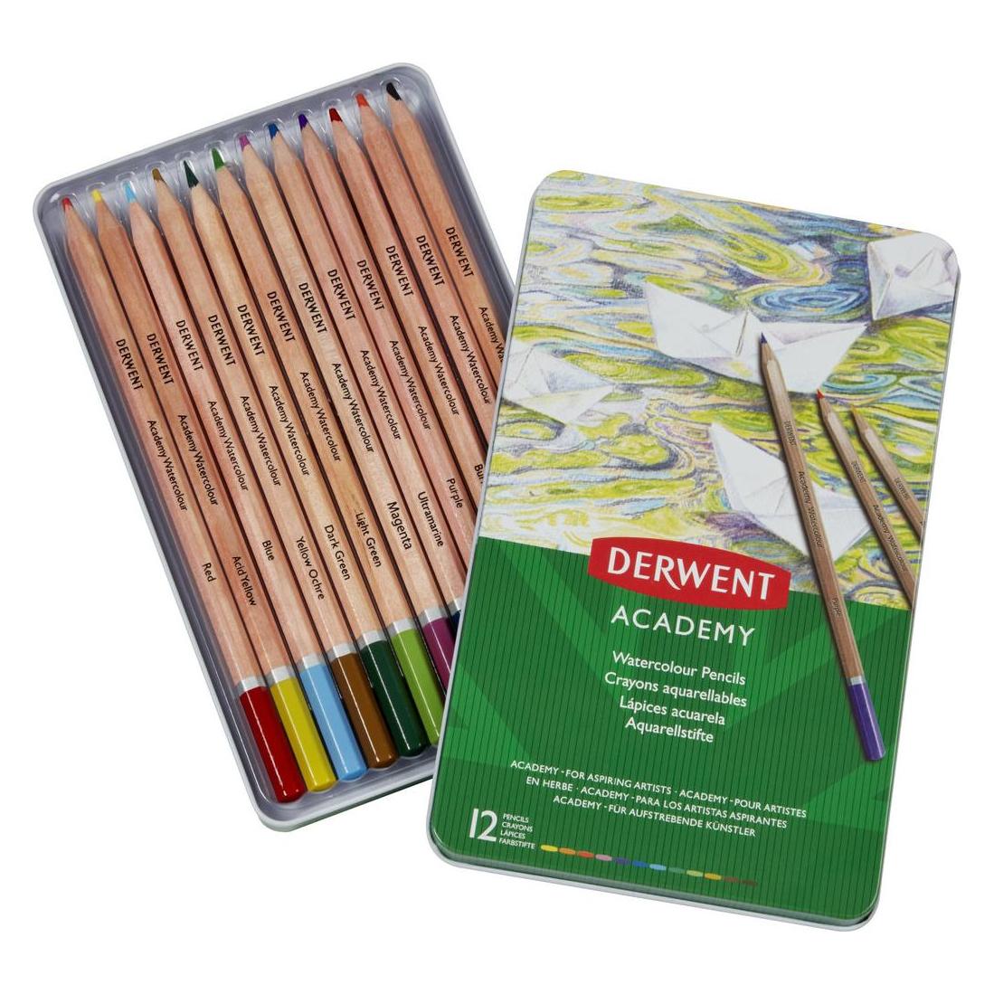 Derwent Aquarellfarbstifte Watercolour Tin Mehrfarbig, 12 Stück (12x) (2301941)