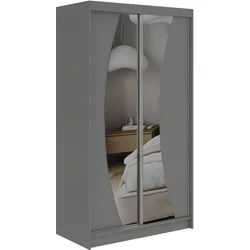 SCHWEBETÜRENSCHRANK 120 - VERONA - Grau mit Spiegel