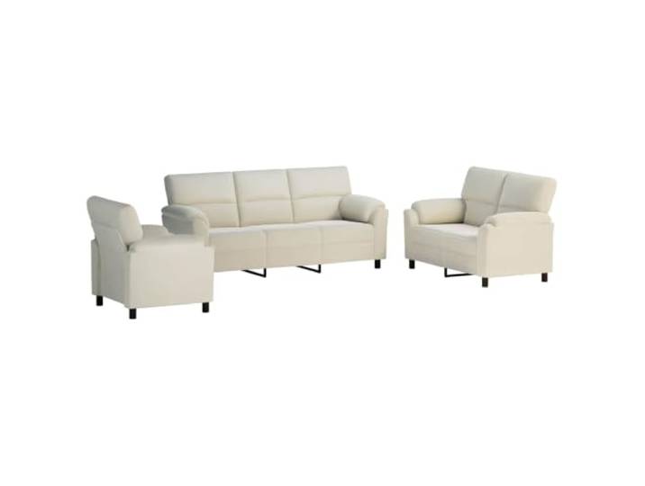 VIHHQGC Sofa-Set 3 pcs Creme Samt Metallrahmen, Kissenrücken-Design, Konische Beine, Pflegeleicht für Wohnzimmer