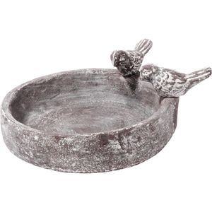 dobar Vogeltränke Pool Oase klein, 12972, Ø 18 cm, freistehend, mit Dekovogel, aus Zement