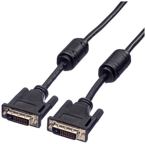 Roline DVI Anschlusskabel DVI-D 24+1pol. Stecker 2.00 m Schwarz 11.04.5525 Geschirmt, schraubbar DVI-Kabel