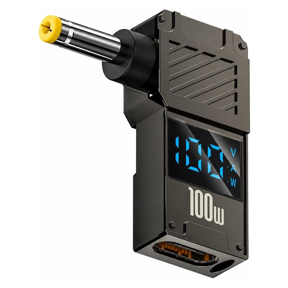 Techsuit - Adapter LaptopPlugX (A22) - for Laptop, DC to Type-C, 100W, LED Display - Black (100 W) (60230399)