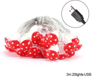 Daily Deals Depot Mushroom LED Fairy Lights USB Battery Powered String Light For Christmas Party Decor, Holiday Gift Fairy Atmosphere 3m 20led usb