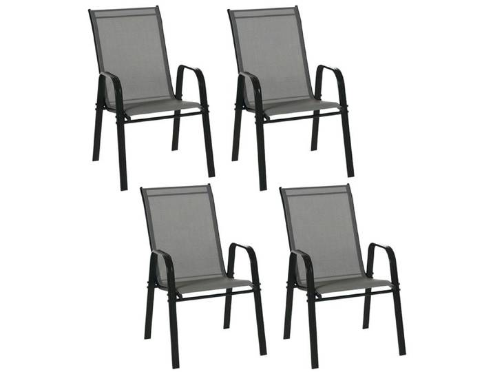 Salon de jardin - Salon de jardin extérieur - Ensemble de mobilier de jardin - Gris - Tissu - Empilable - Charge maximale 150 kg