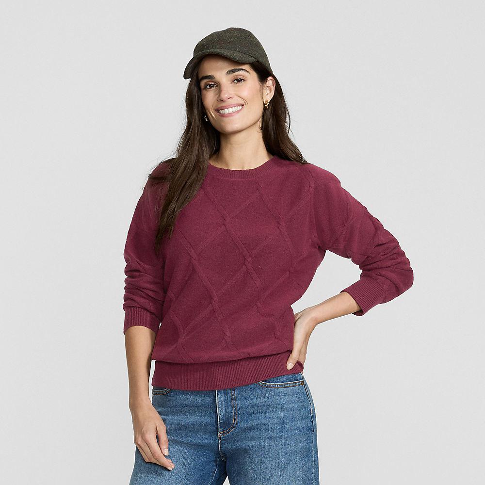 CashTouch Pullover mit Rautenmuster, Damen, size: regular, Rot, Baumwoll-Mischung/Polyester-Mischung/Nylon-Mischung, by Lands' End