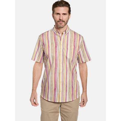 Kurzarmhemd BABISTA "Kurzarmhemd BENZETTI", Herren, Gr. L, weiß (rot gelb gestreift), regular fit, Hemden, mit funktionaler Brusttasche