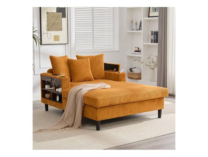 ANYSUN Sessel Cord-Schlafsofa,Relaxsessel Cord,Lesesessel bequem, (mit Chaiselongue & großer Liegefläche, LED-Beleuchtung, Stauraum), Multifunktionale Cord-Lounge,fur Wohnzimmer, Büro & Wohnung,Apartment