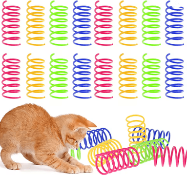 Inspire Essentials Colorful Cat Spring Toys Interactive Coil Play Set 16 Pieces 80pcs