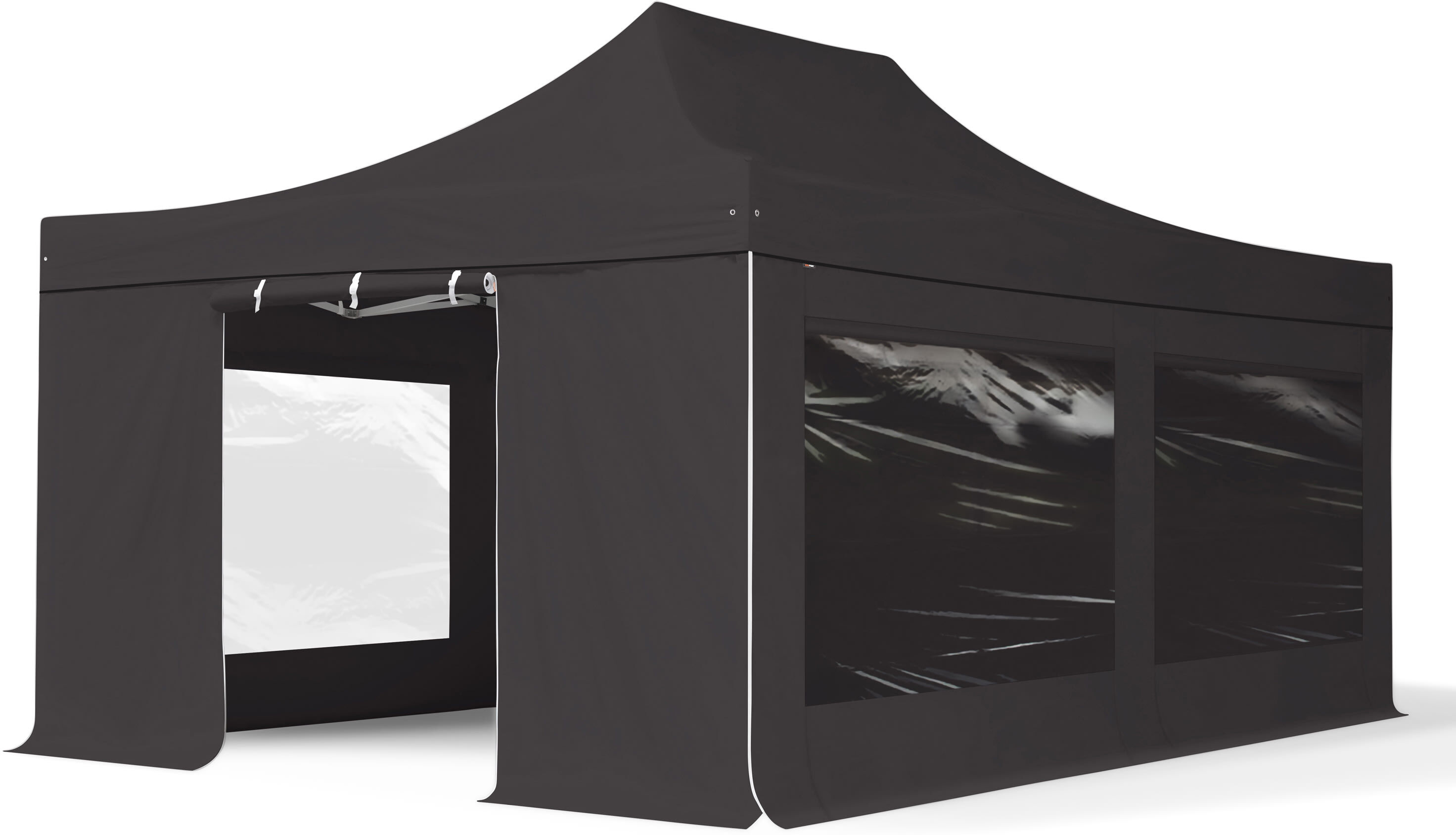 TOOLPORT 4x6m Alumiini pop-up teltta, sis. 4 sivuseinää, musta - (582032)
