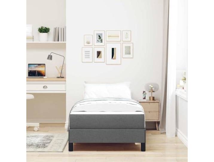 KTHLBRH Boxspringbett mit Matratze dunkelgrau 80 x 200 cm Stoff Technischer Holzrahmen, Taschenfedern, Lattenrost, stabiler Stand, Verwendung im Innenbereich