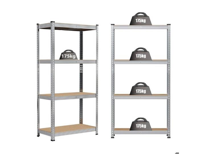 2pc Étagère de stockage à 4 niveaux - Etagère modulable à 4 plateaux - Charges lourdes max 600kg et Système emboîtable - 80x40x160cm