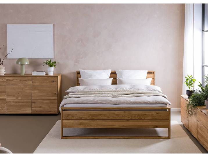 Massivholzbett JESTER 160 x 200cm Massivholz Wildeiche, geölt Braun Wildeiche