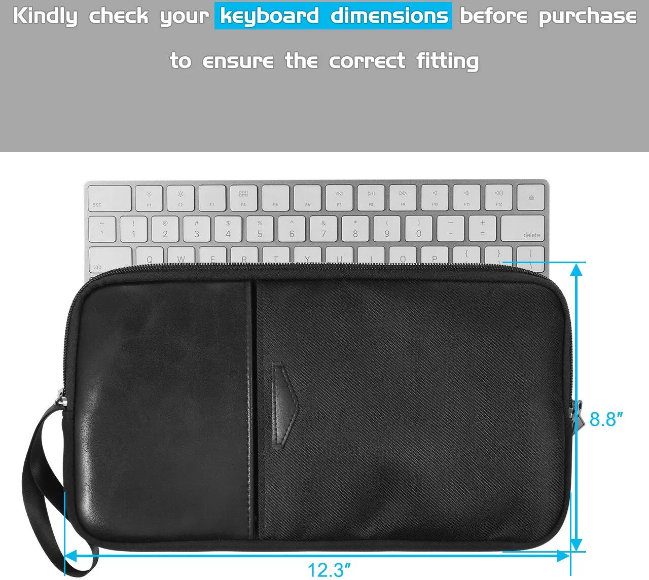 INF Universelle Tastaturtasche mit doppelter Tasche zur Aufbewahrung der Tastatur