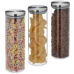relaxdays Vorratsglas 3er Set je 1,8 l weiß