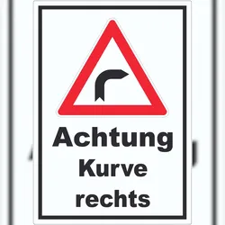 HB-Druck Aufkleber Achtung Kurve rechts A2 (420x594mm)