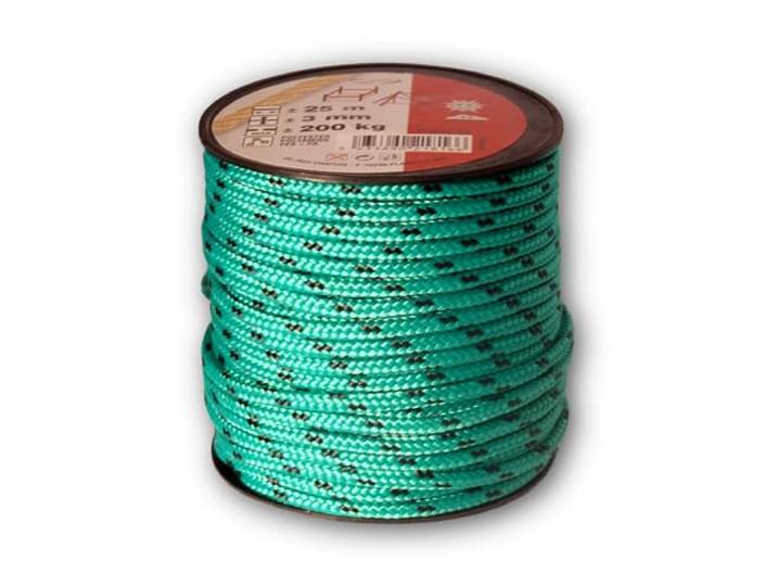 Chapuis - Tresse Polyester / Polyamide - Résistance à la Rupture Indicative 200 kg - Diamètre 3 mm - Longueur 25 m - Loisirs et Jardinage - Noir / Vert