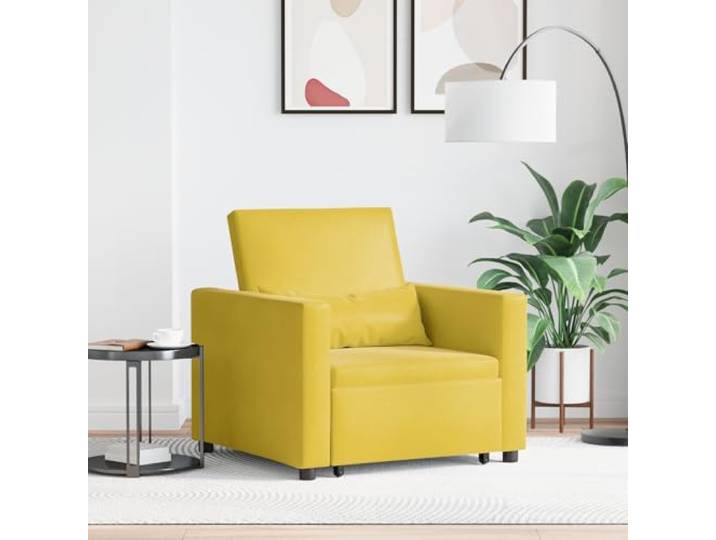HEFZGDB 3-in-1 Einzelsofa Bett umwandelbar Gelbes Samt Schlafsofa Sessel mit bequemer Polsterung und platzsparendem Design für Wohnzimmer