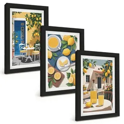 BILDER SET 3er Set - 20x30 cm Schwarzer Rahmen - Patio Sun Limonade