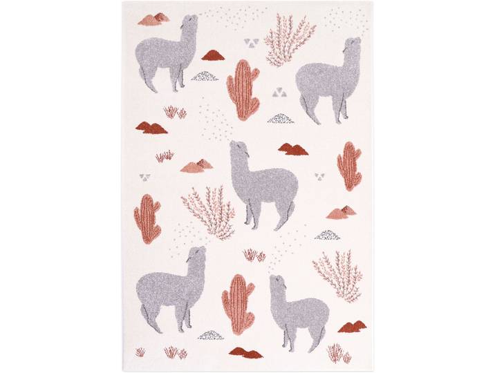 Kinderteppich Rebaz ecru Polypropylen Tiermuster 120 x 170 cm