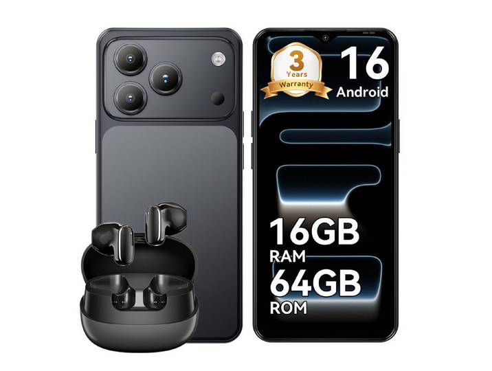 blackview Blackview A16 WAVE 7C (16+64) 60HZ 5000mAh AI und Kopfhörer Smartphone (32 MP Kamera, 4G Dual SIM/Face ID/IP54/GPS/3 Jahre Garantie)