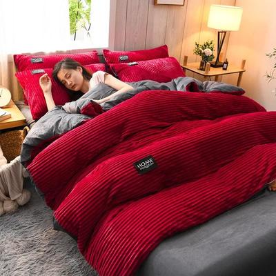 Uplifted Goods Thick Velvet Duvet Cover Set For Warm Winter Bedding red 220x240cm Set