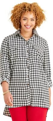 Plus Size Women's Liz&Me® Camp Shirt by Liz&Me By Catherines in Black Houndstooth (Size 0X)