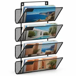 Relaxdays Zeitschriftenhalter Metall Wandmontage Schwarz