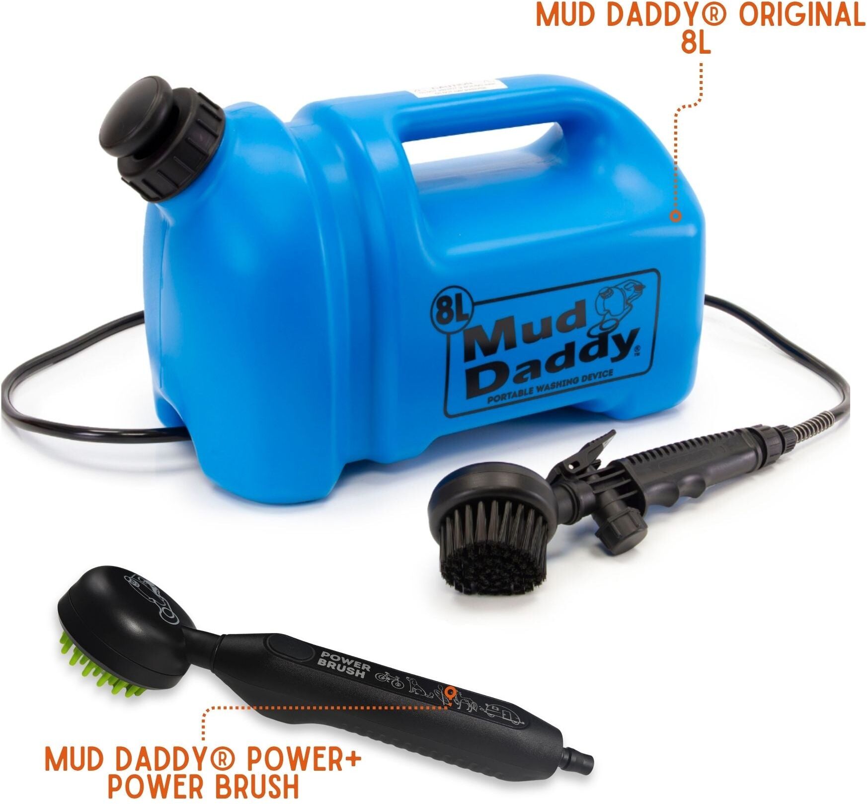 Mud Daddy 8L Portable Dog Shower & Power Brush Bundle   Mud Paw Cleaner   Best Portable Dog Washer   Dog Washer    Outdoor Dog Wash   Blue