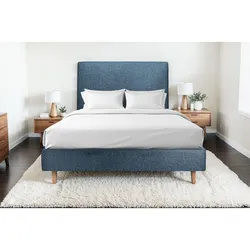 KOPFTEIL gepolstertes – blauer Bouclé-Stoff - 140 cm