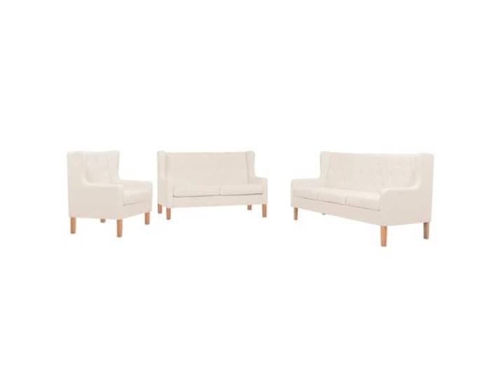 Todiikf 3-TLG. Sofagarnitur Cremeweiß, Sessel, 2er & 3er Sofa Stoff Bequemes 3-teiliges Polstermöbel Set für Wohnzimmer, Massivholzgestell, weicher Stoffbezug in Cremeweiß.