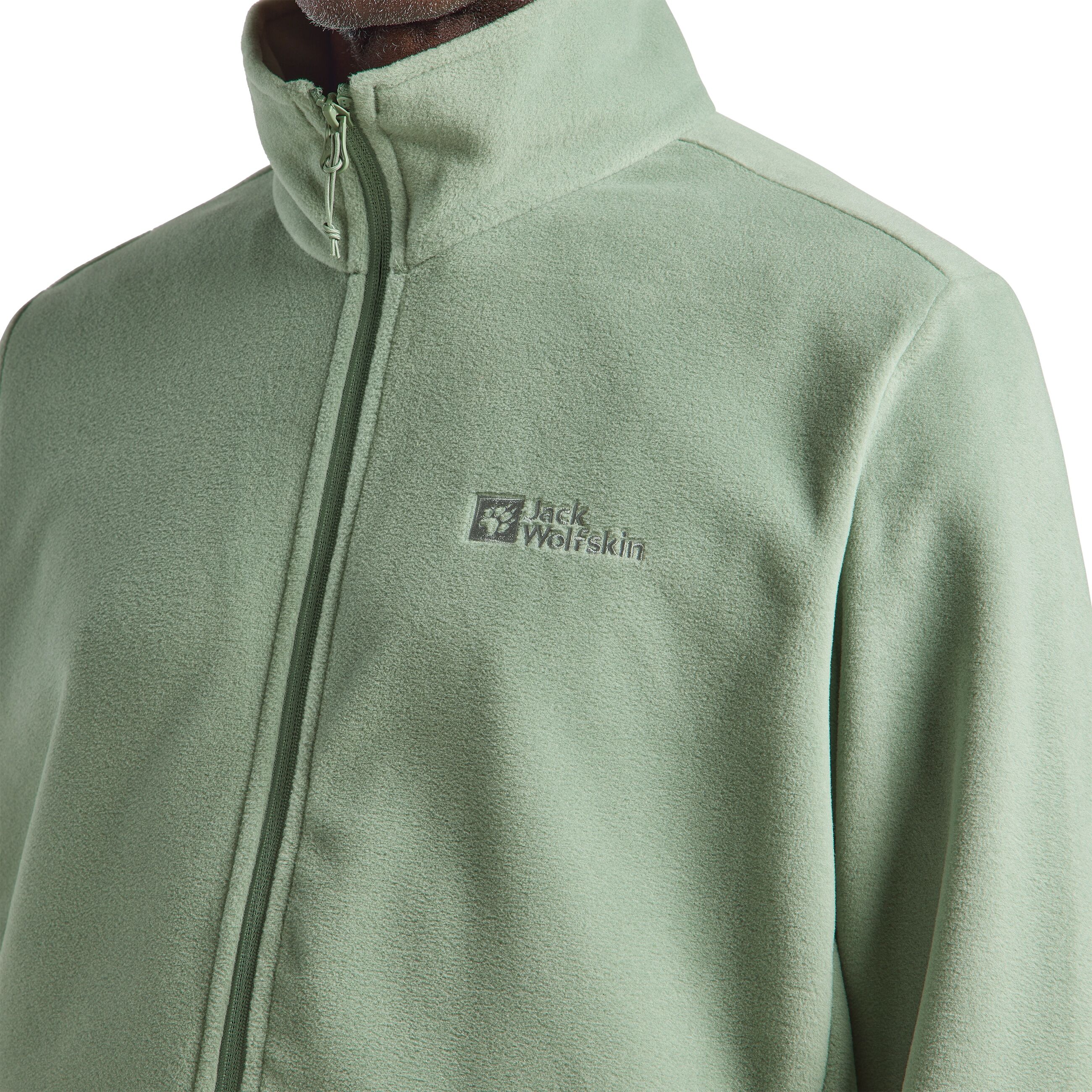Fleecejacke JACK WOLFSKIN "TAUNUS FZ M", Herren, Gr. S, grün (eucalyptus), Fleece, Obermaterial: 100% Polyester, Jacken Fleecejacke, schnell trocknend, mit Stretchanteil, windabweisend eucalyptus S