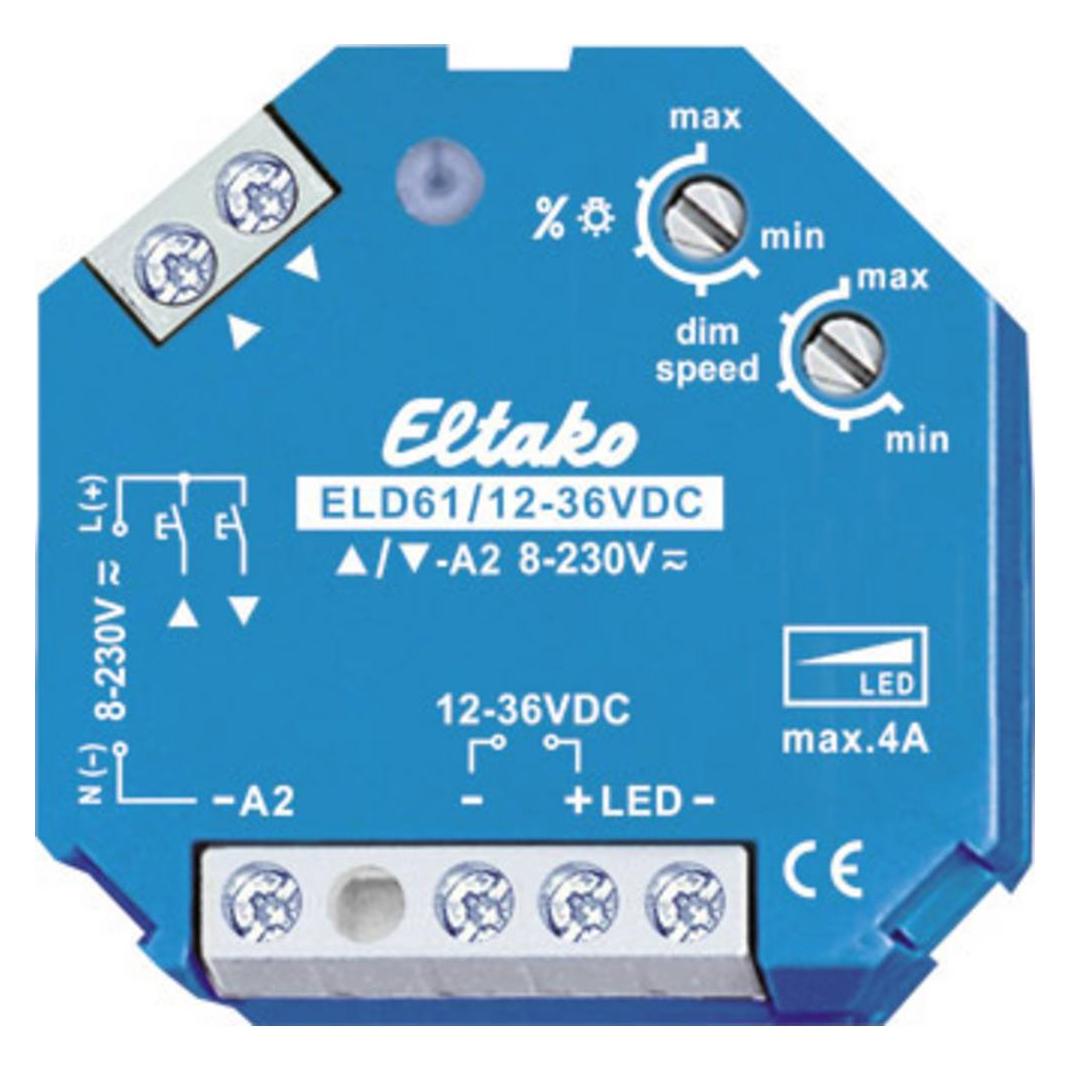 Eltako LEDDimmschalter 1236V DC. Power MOSFET für LEDLampen 1236V DC bis 4A (Dimmaktor) (61100865)