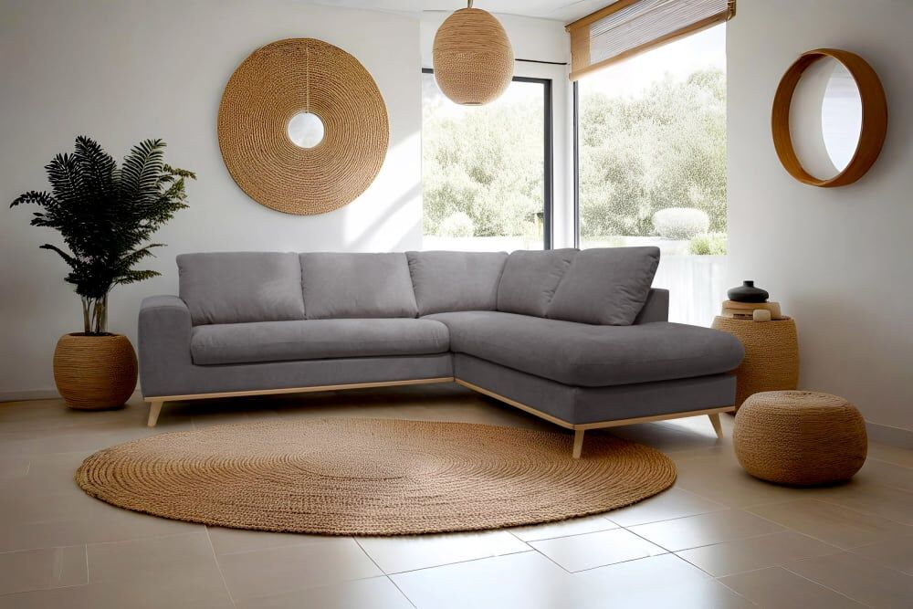 MAISONS DU MONDE x POLE POSITION Canapé d'angle droit 5/6 places gris moyen Gris 266x85x221cm
