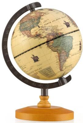 Costway Antique Globe Dia 5.5 Inch Mini Rotating World Globe with Wooden Base-Brozen