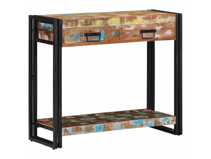 HQWNVXNM Konsolentisch 90x33x75cm Altholz Mehrfarbig 2 Schubladen Praktischer Dielentisch mit Ablageboden für Eingangsbereich und Wohnzimmer, gestützt durch ein solides Stahlgestell.