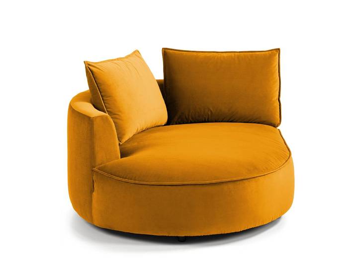 Modulottomane Orange/Orange Samt Shyla 126 x 154cm Ausrichtung links Modern