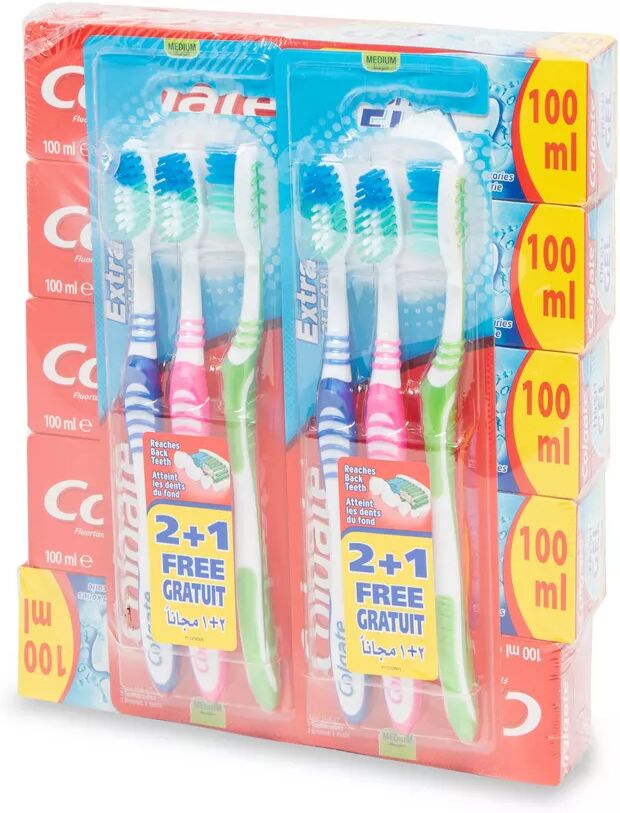 Colgate - Multipack, bestehend aus 5 Zahnpaste FreshGel und 2 Trio Zahnbürsten, Set