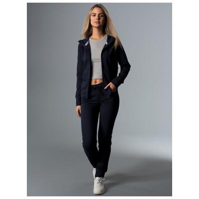 Jogginganzug TRIGEMA "TRIGEMA Jogginganzug", Damen, Gr. XS, blau (navy), Sweatware, 50% Baumwolle, 50% Polyester, Sportanzüge Jogginganzug