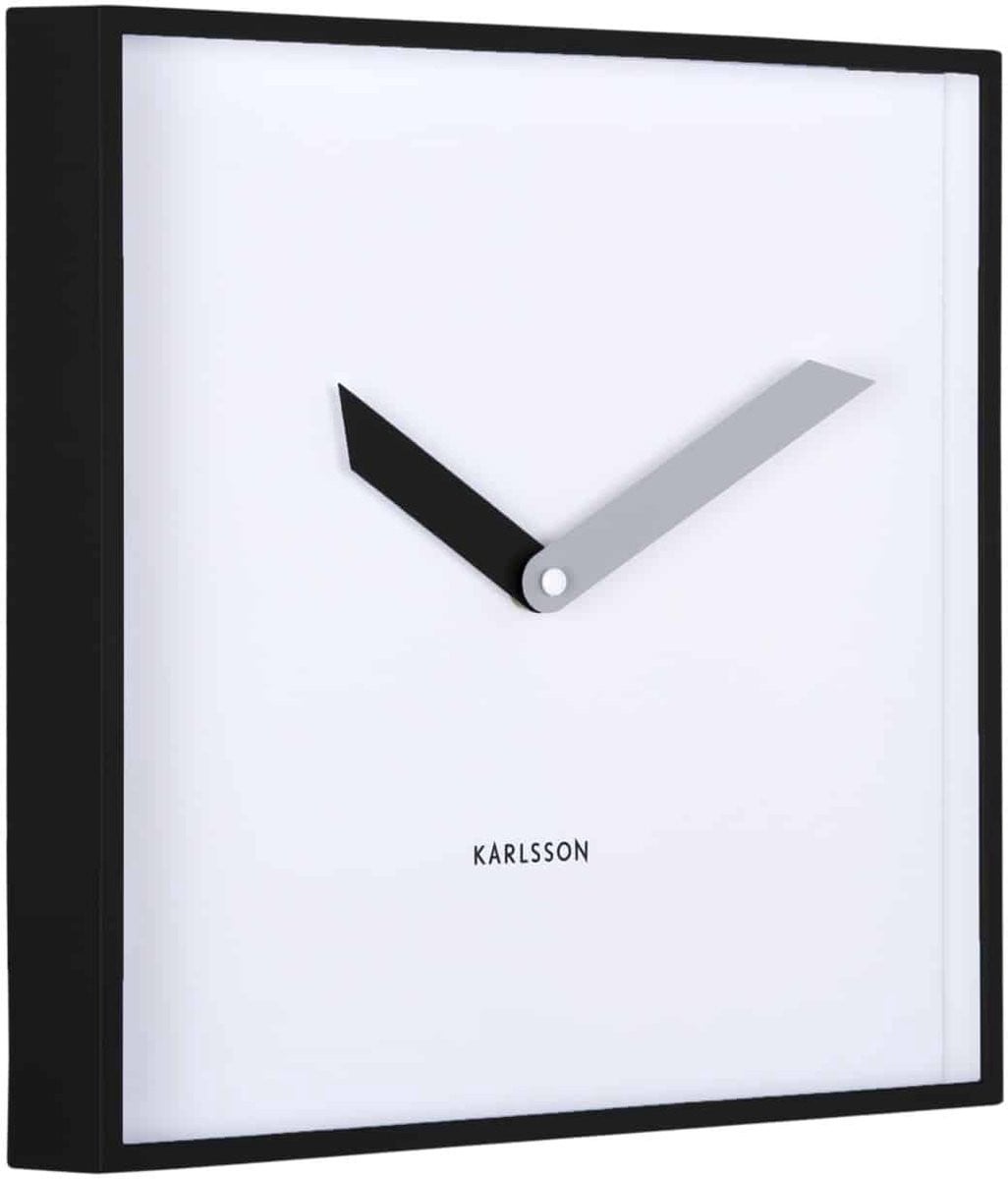 Karlsson Wandklok Cool Retro Cuadrado Zwart Analoog Wandklok Modern B/D/H: 28,3 x 28,3 x 4,1 cm