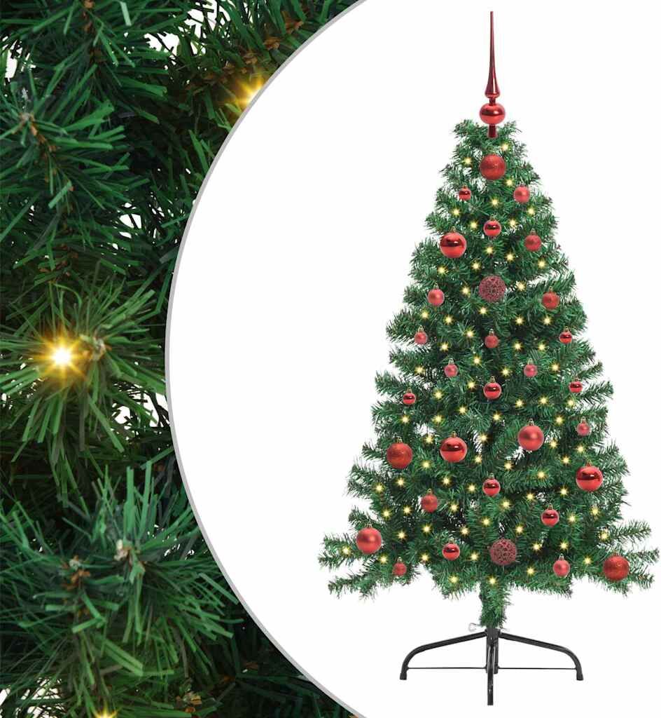 vidaXL Sapin de Noël artificiel pré-éclairé Vert 120 cm PVC