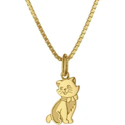 trendor 35919 Anhänger Katze Gold 333 (8 Karat) + goldplattierte Silberkette, 38 cm